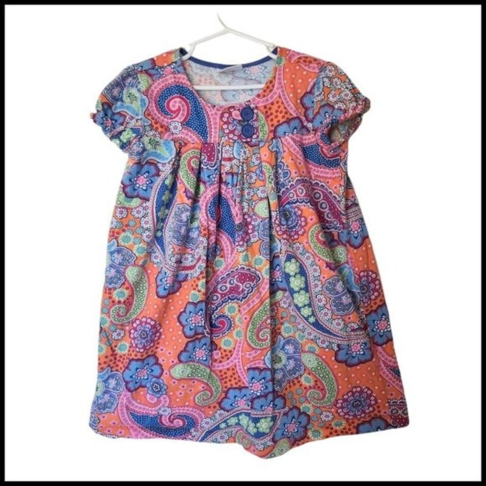 Hanna Andersson Dress Floral Blue Button size 130 size 8 Years Girls